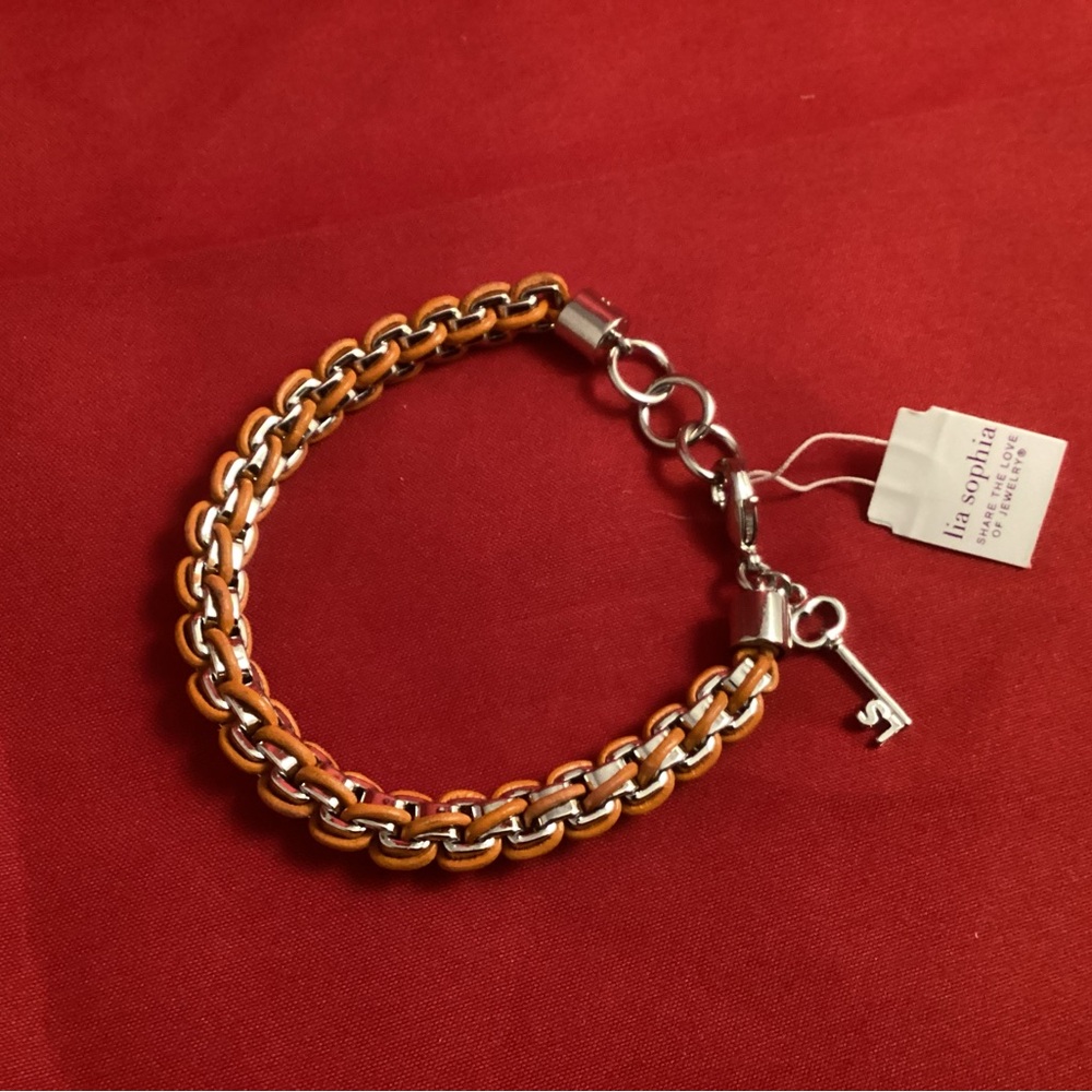 Lia Sophia burnt orange mingle chain link bracelet